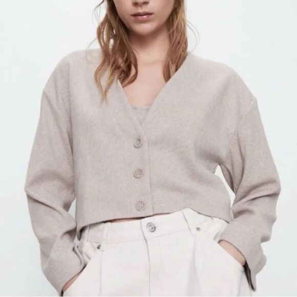 Zara Sweaters - Zara Button-Up Cropped Cardigan Top Small